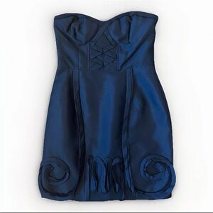 LEIFSDOTTIR Onyx Anthropologie Black Strapless Dress Wool Silk Women's Size 8